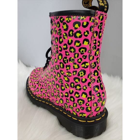NEW Dr. Martens Docs 1460 Loud Leopard Smooth Pink 27652682 Women 6 Combat Boot - Picture 3 of 8